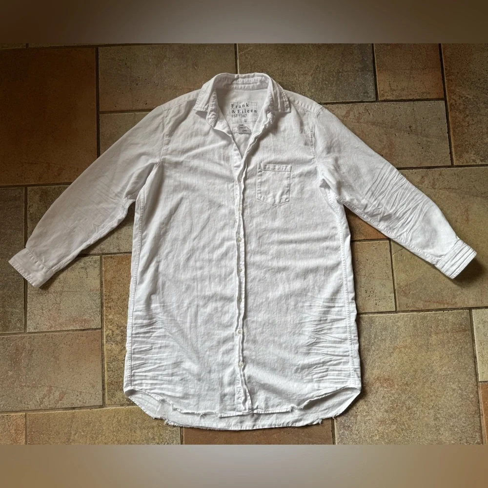Frank & Eileen Mary Famous Denim White Button Down Shirt Dress Size Large - Picture 4 of 8